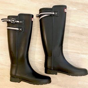 Hunter Black Size 8 Rain Boots